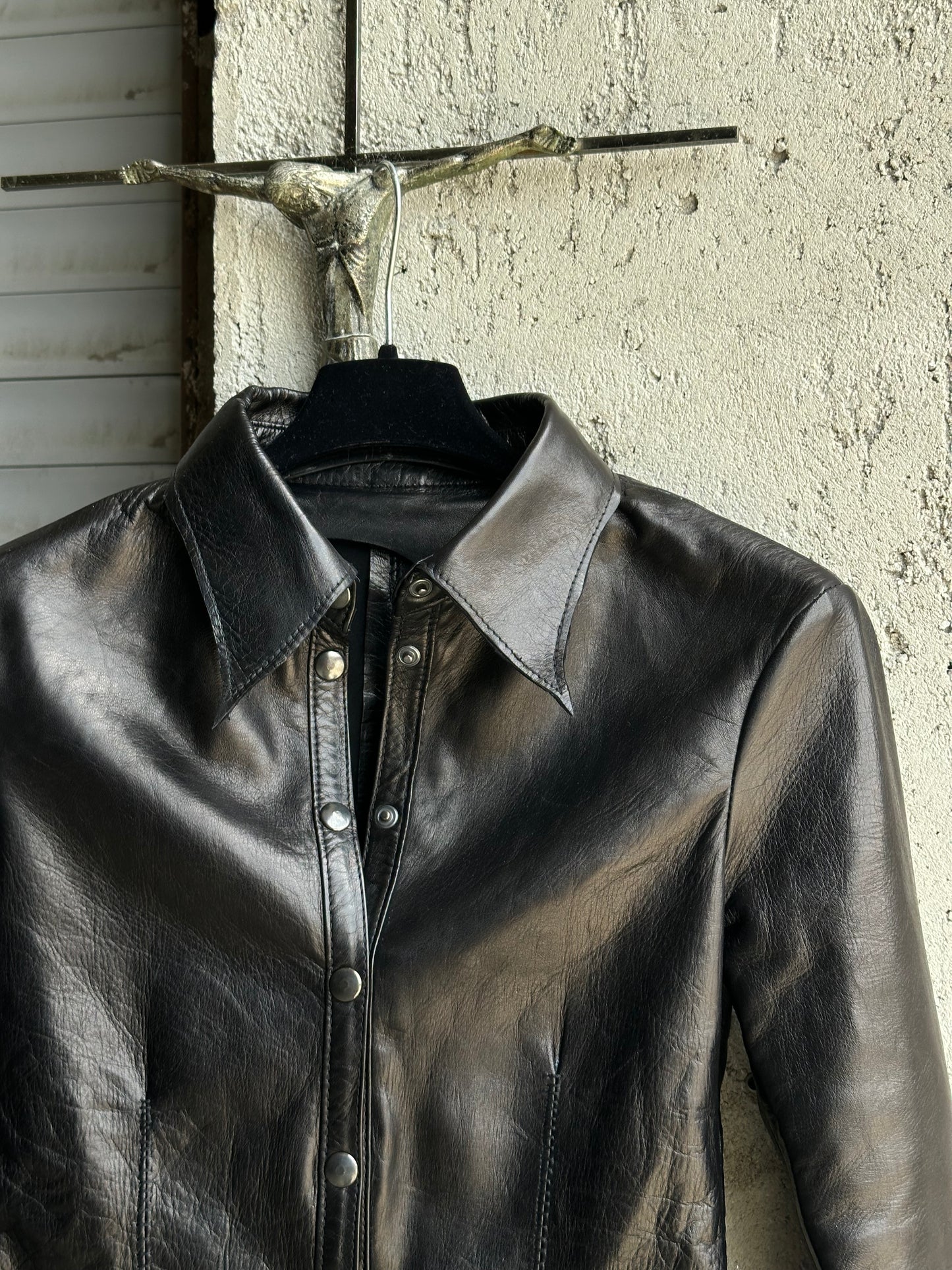ALEKSANDER CECCO OBLIVION LAMBSKIN LEATHER SHIRT
