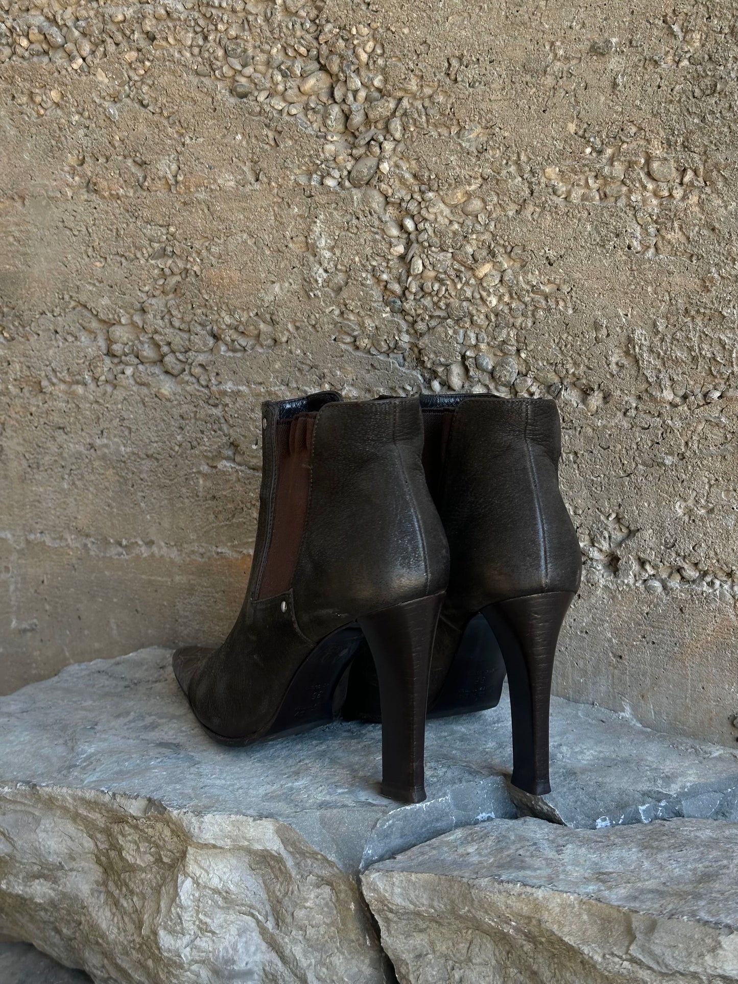PRADA CROCO TOE ANKLE BOOTS