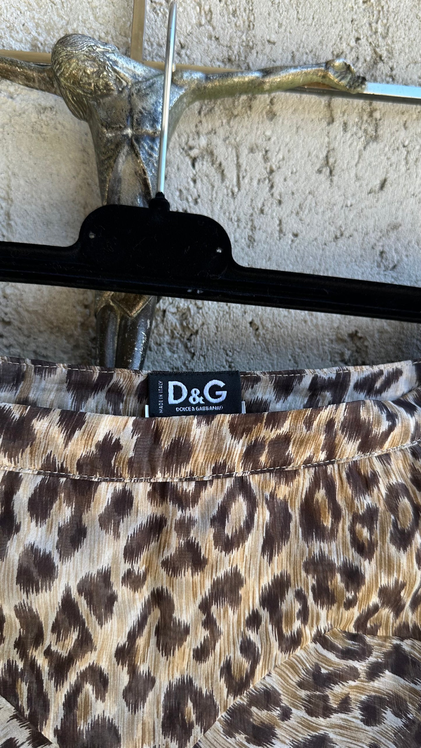 DOLCE & GABBANA LEOPARD TRANSPARENT PLISSE SKIRT
