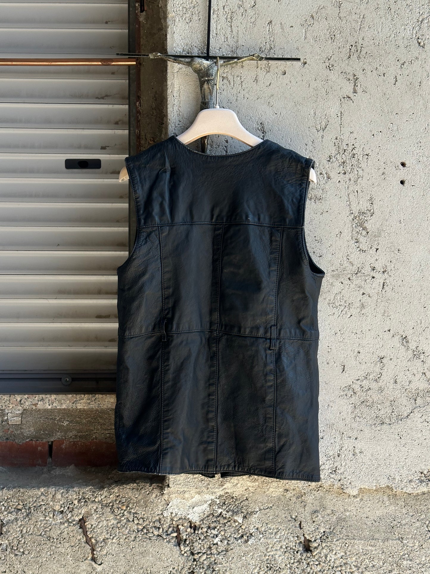LEATHER BELTED VEST