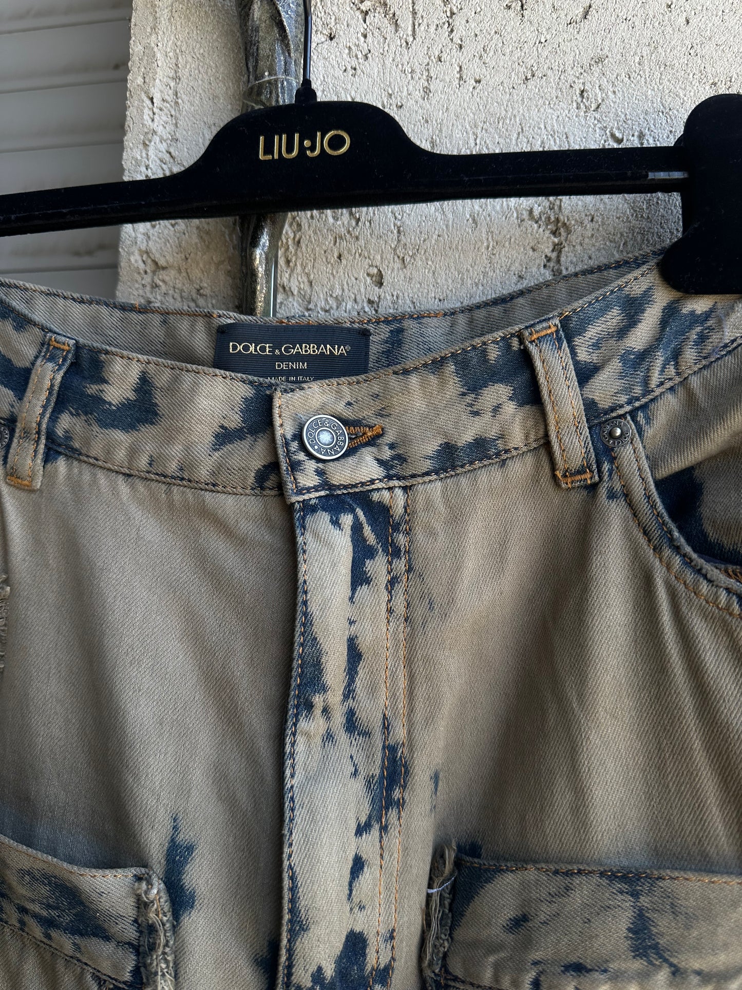 DOLCE & GABBANA DOUBLE WAISTED GREY FADED PANTS