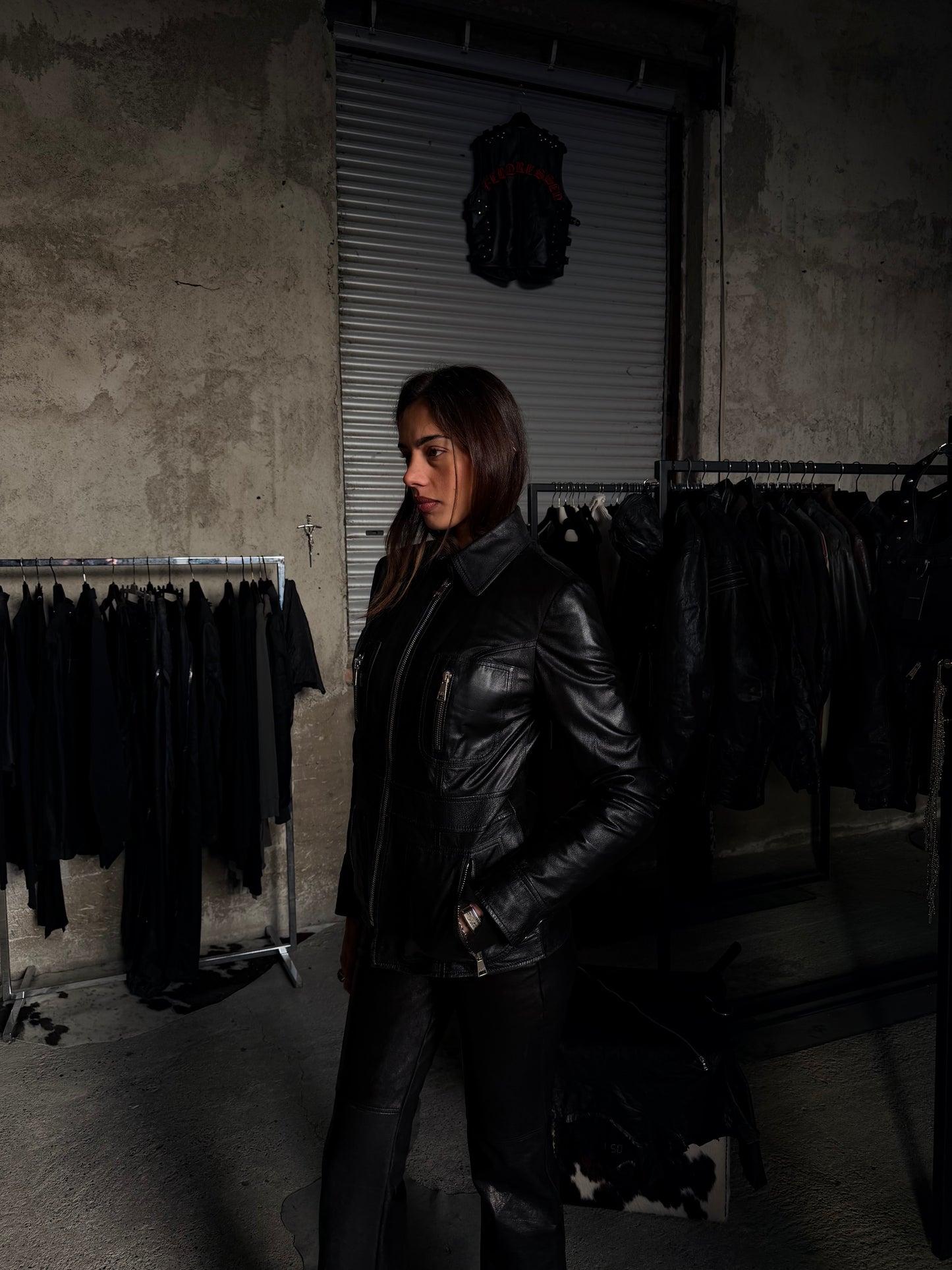 DOLCE & GABBANA LEATHER ZIPPED STRUCTURED JACKET