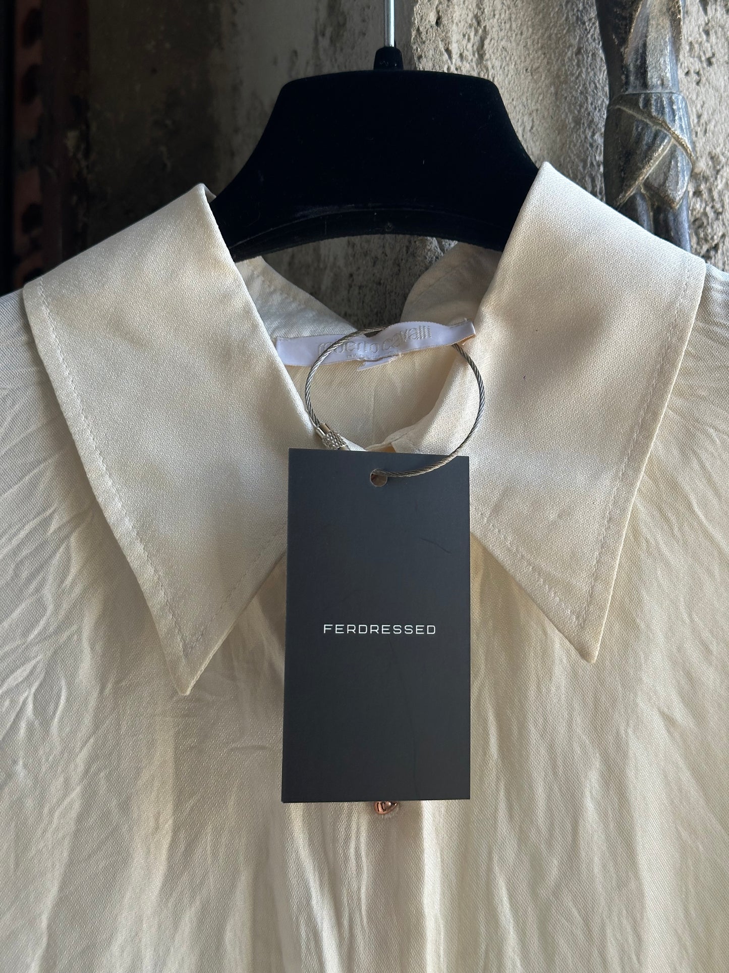 ROBERTO CAVALLI PLISSÈ CREAM SHIRT