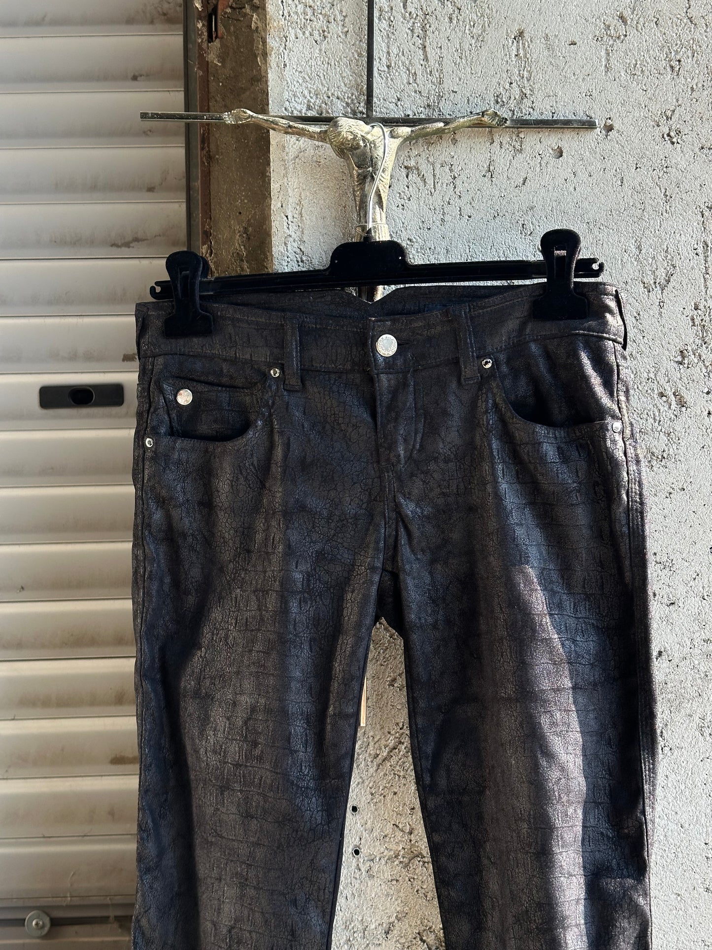 ARMANI SKINNY ELASTIC CROCO PANTS