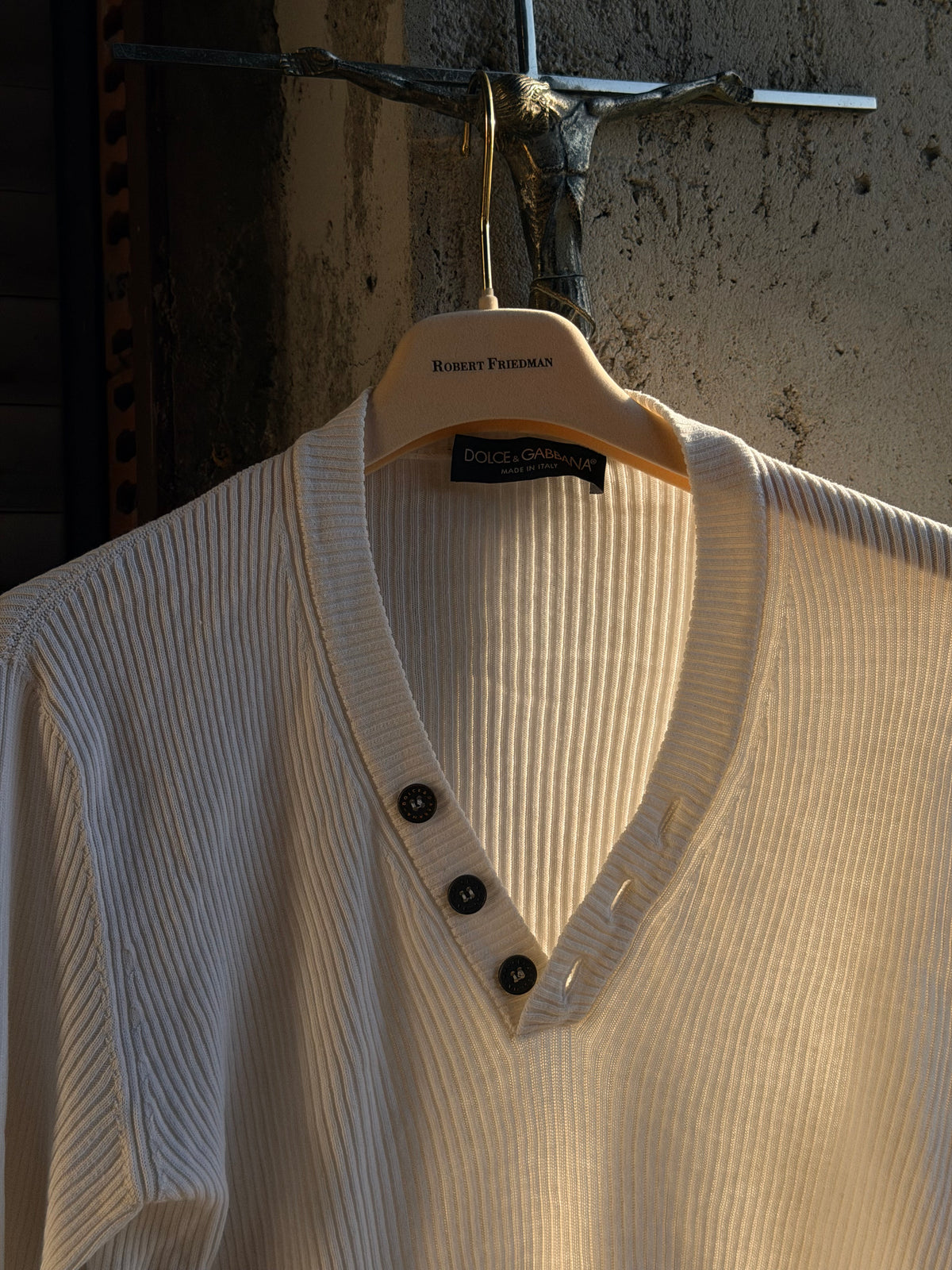 DOLCE & GABBANA BUTTON V-NECK SWEATER