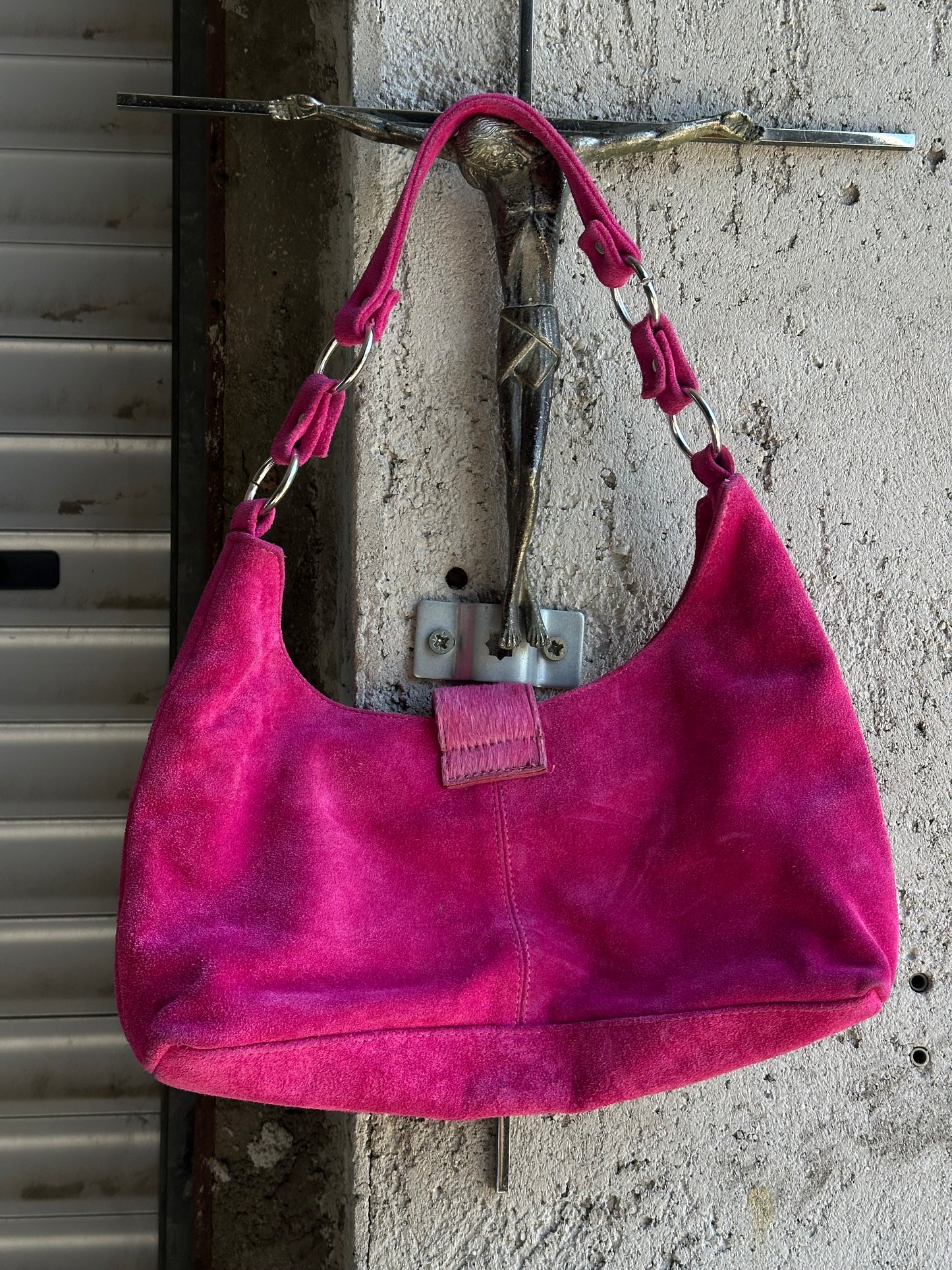 SUEDE AND PONYHAIR PINK BAG