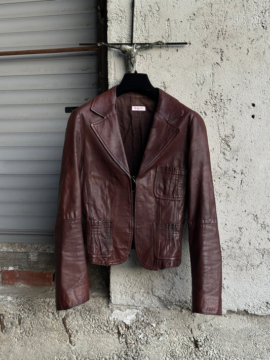 BROWN LEATHER BLAZER