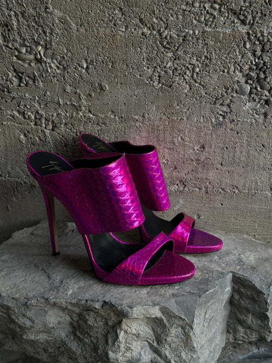 GIUSEPPE ZANOTTI PINK CROCO MULES