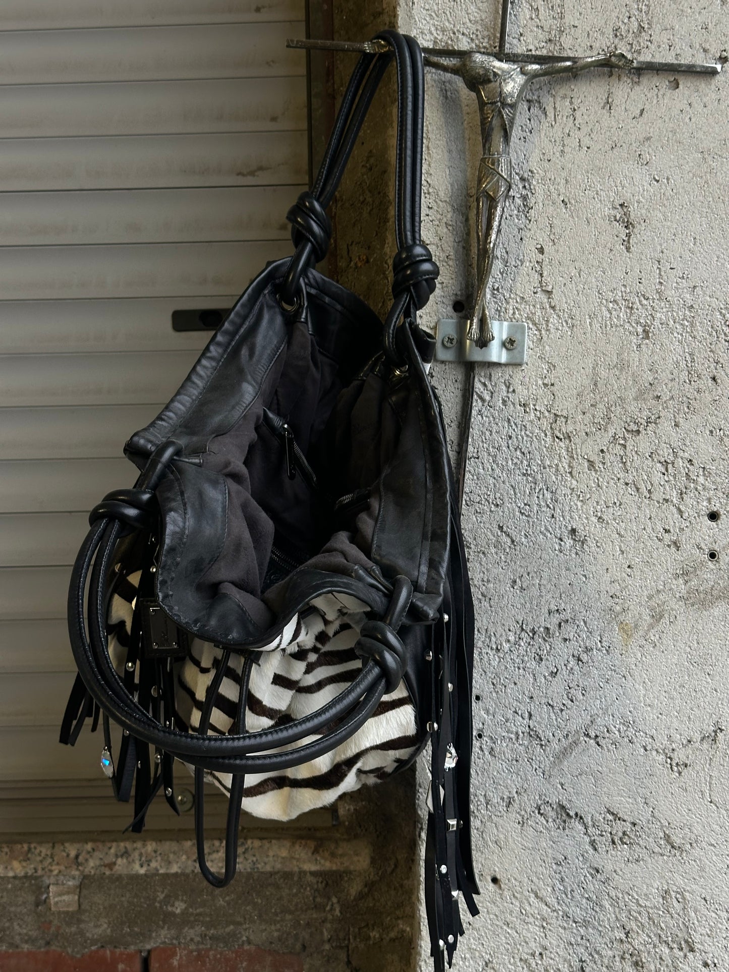 BLUMARINE ZEBRA PONYHAIR LEATHER BAG