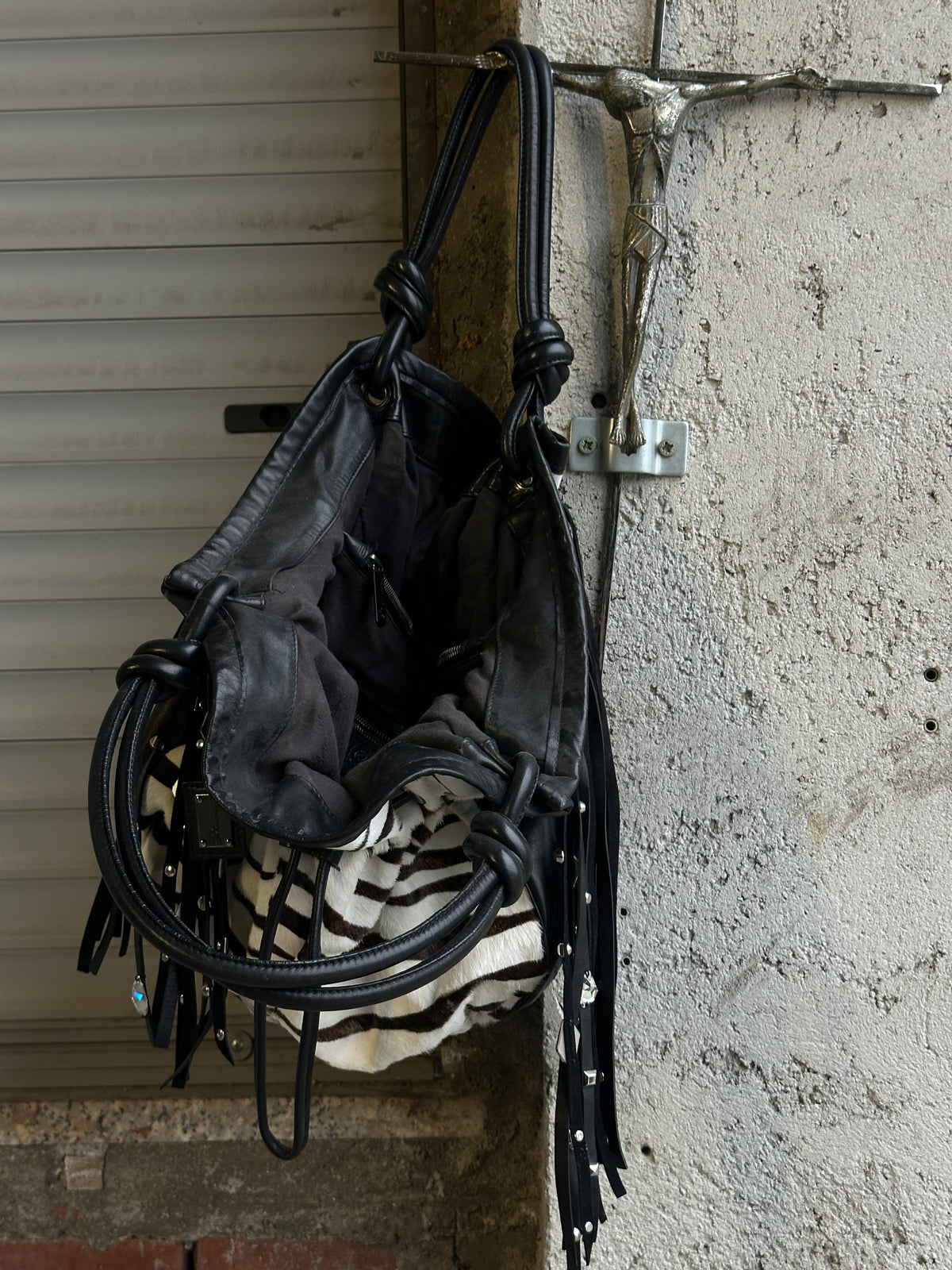 BLUMARINE ZEBRA PONYHAIR LEATHER BAG
