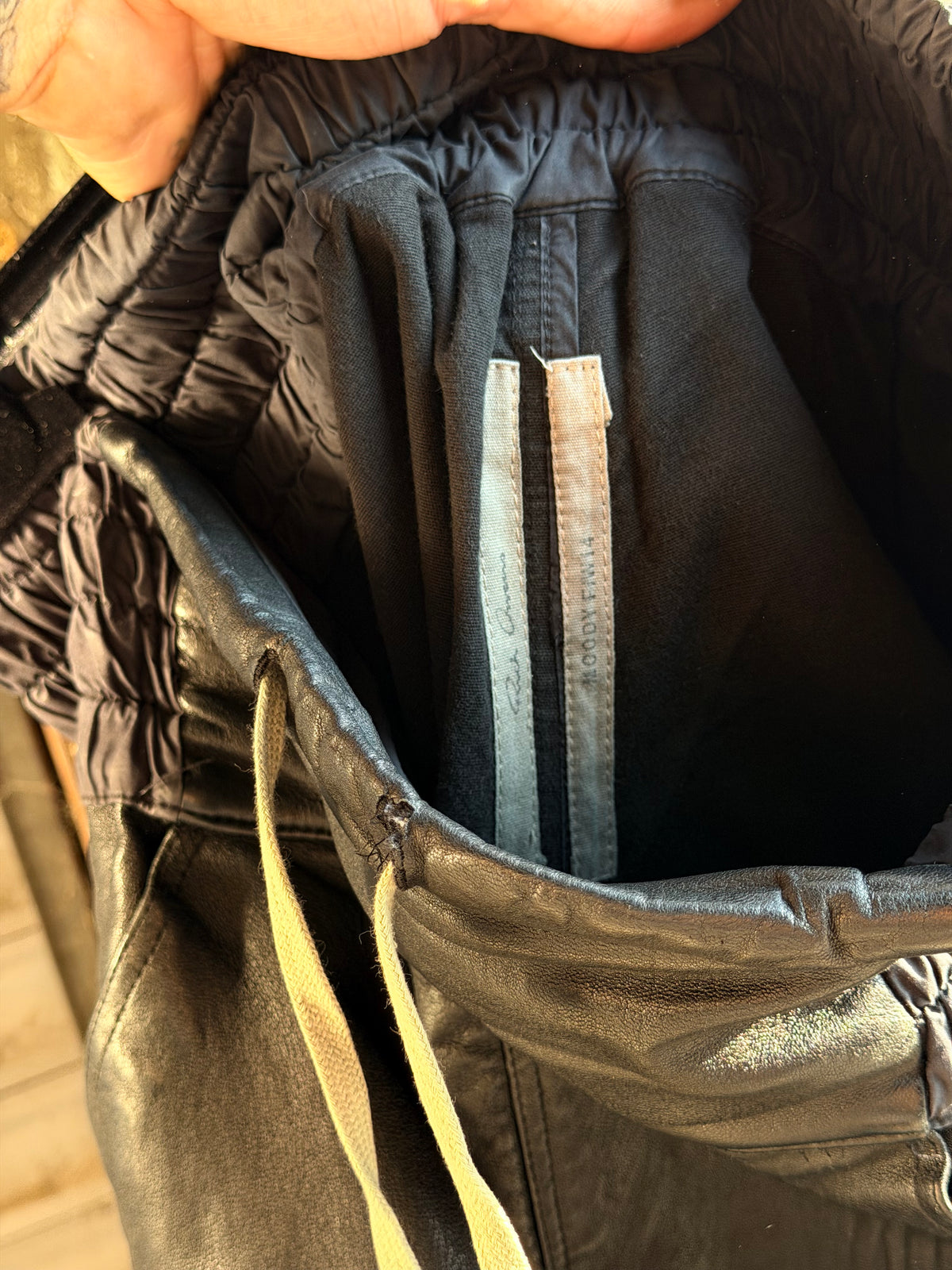 RICK OWENS BOXING LEATHER SHORTS