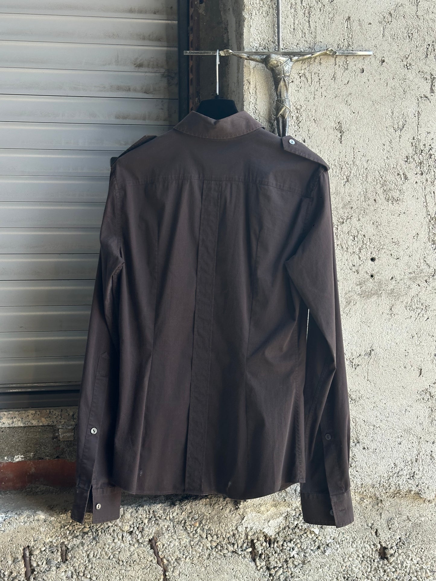 DOLCE & GABBANA BROWN MILITARY SHIRT