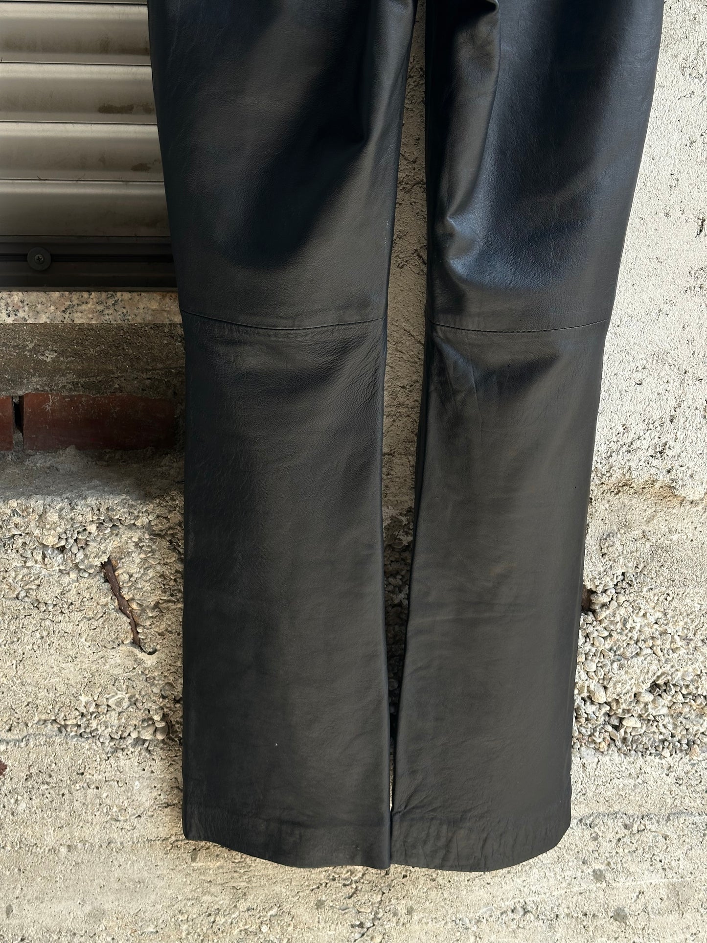 JESUS LEATHER FLARED PANTS