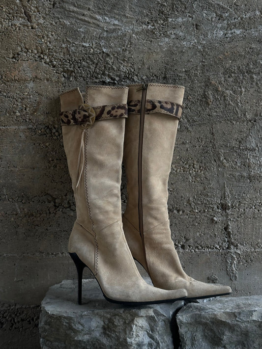 CASADEI LEOPARD PONYHAIR BOOTS