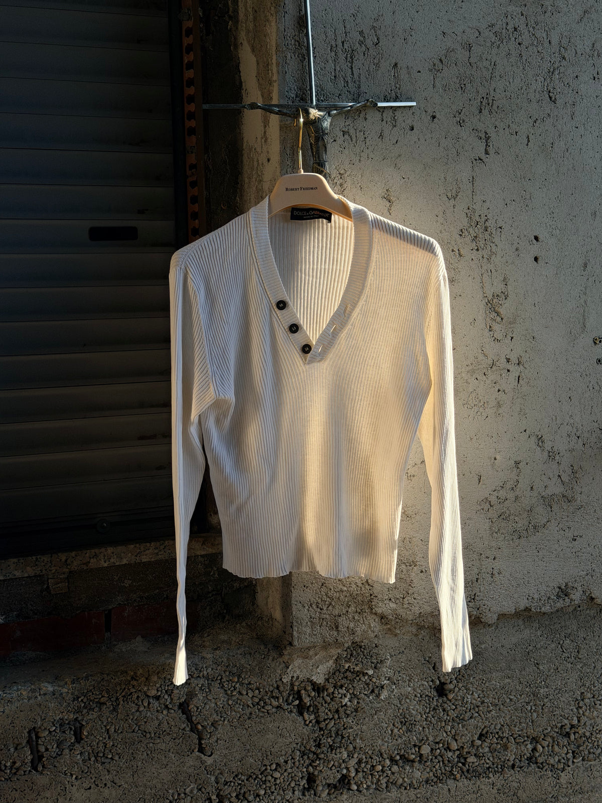 DOLCE & GABBANA BUTTON V-NECK SWEATER