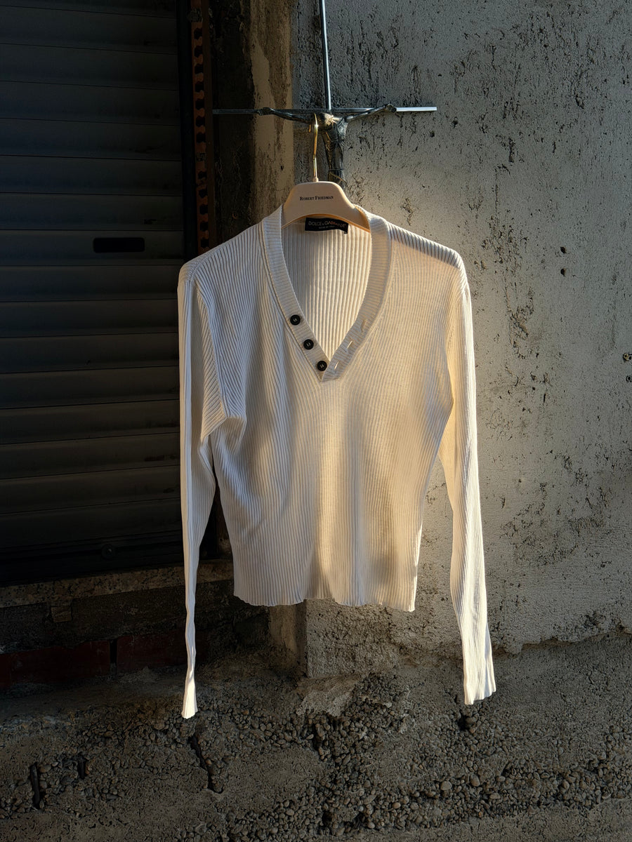 DOLCE & GABBANA BUTTON V-NECK SWEATER