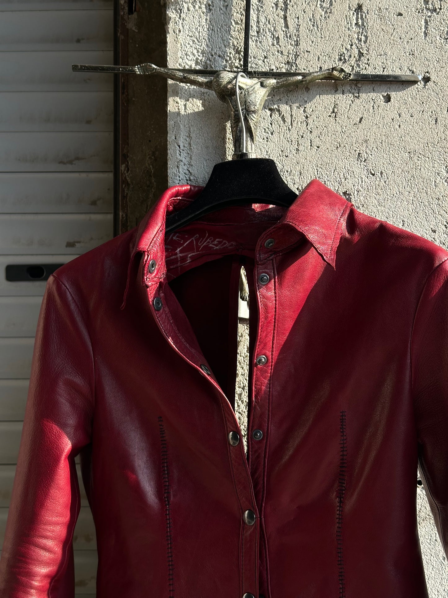 ALEKSANDER CECCO RUBEDO LAMBSKIN LEATHER SHIRT