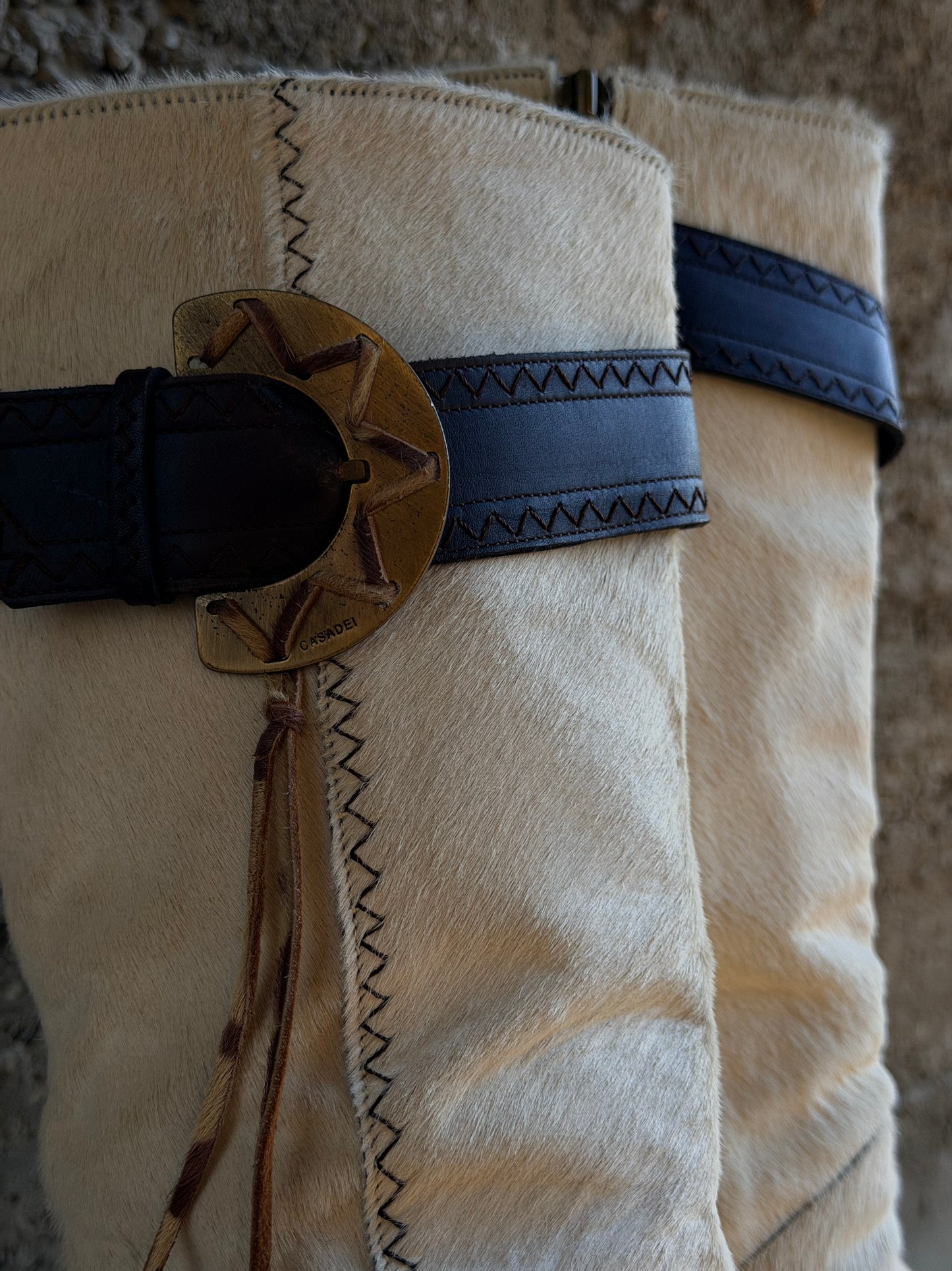 CASADEI IVORY PONYHAIR BOOTS