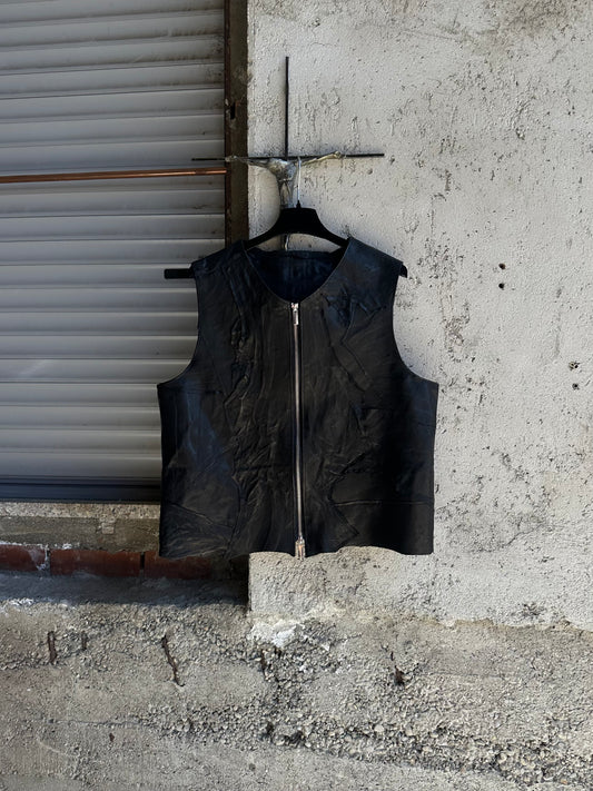 ALEKSANDER CECCO TENEBRAE MONUMENTUS SCRAPS LEATHER VEST
