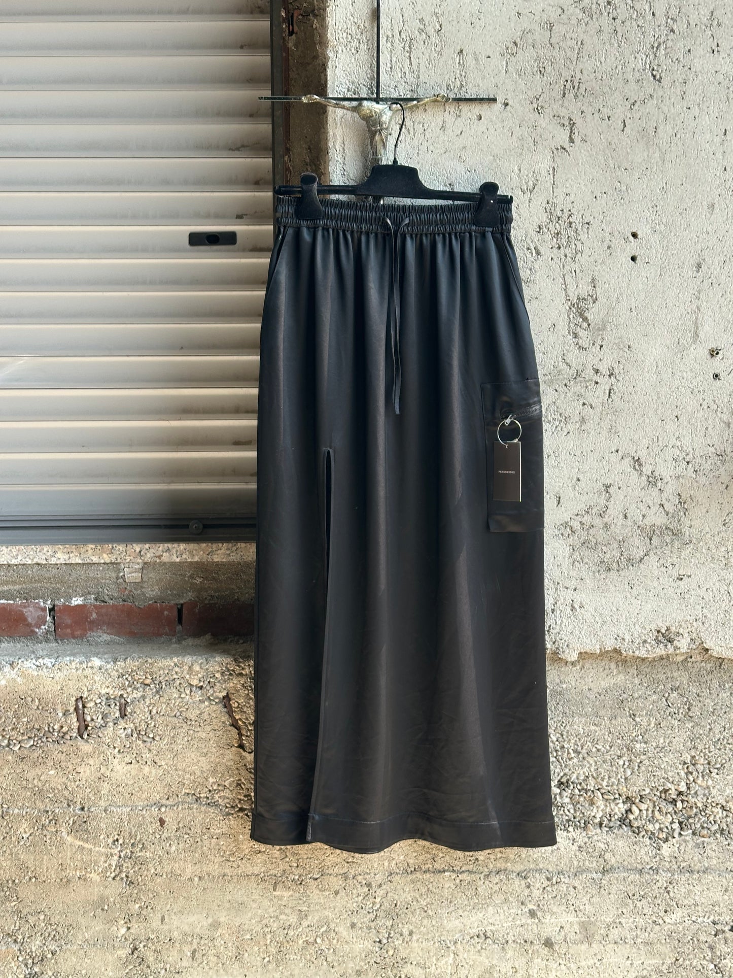 Y-3 BLACK SATIN SKIRT
