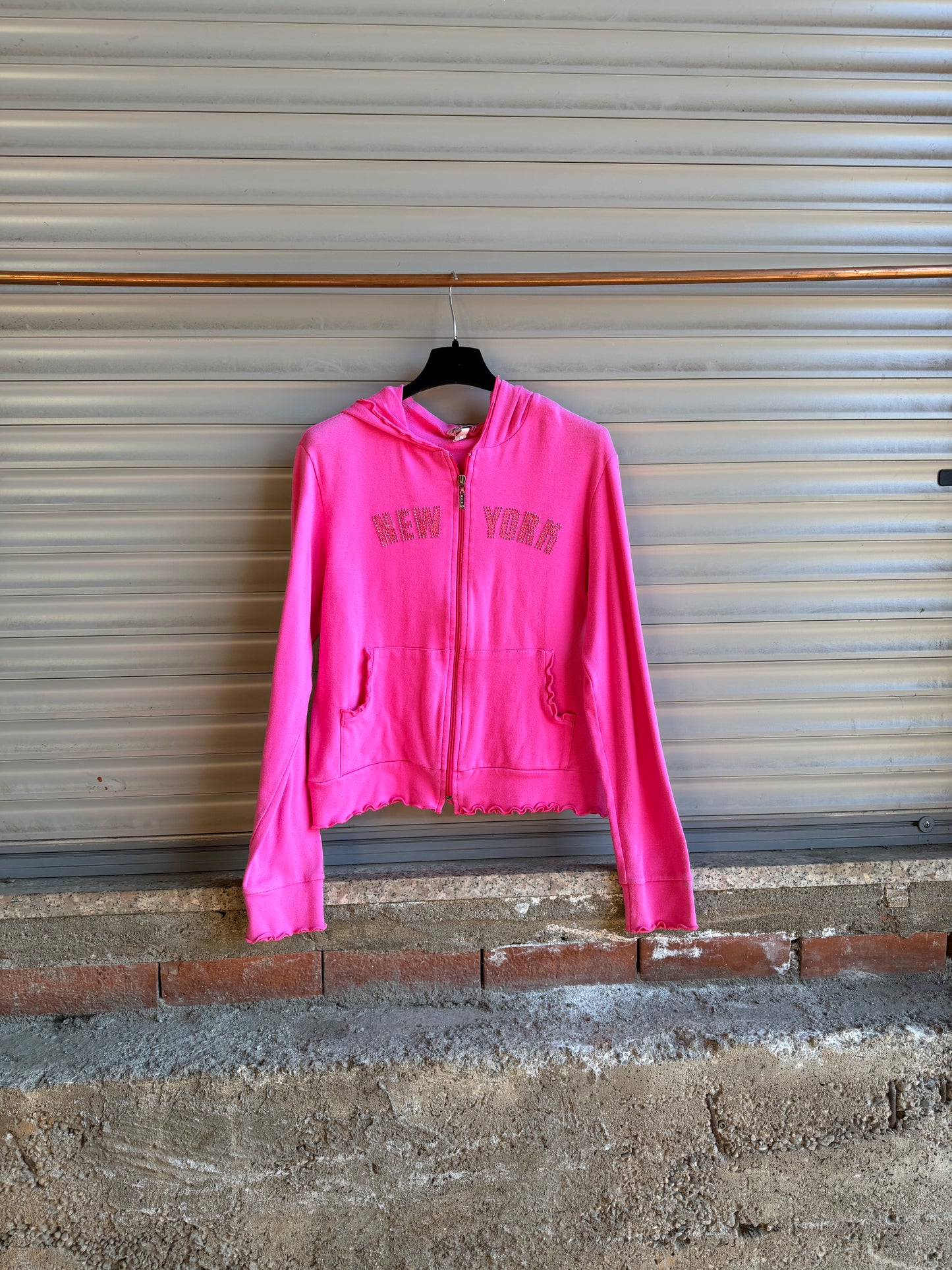 NEW YORK RHINESTONES PINK HOODIE