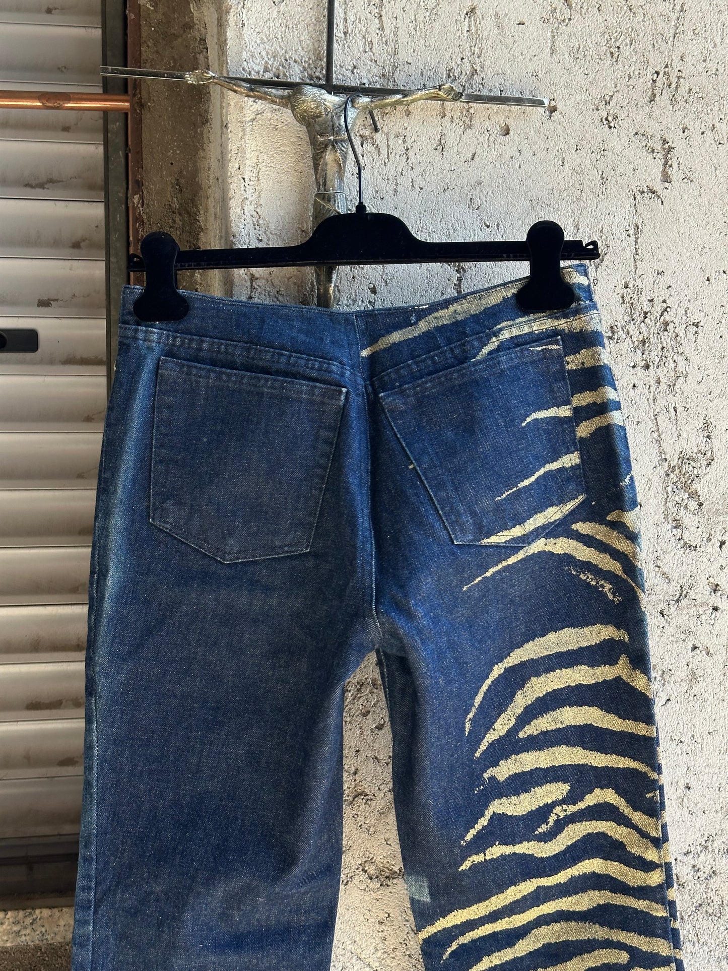 ROBERTO CAVALLI ZEBRA PRINTED DENIM PANTS