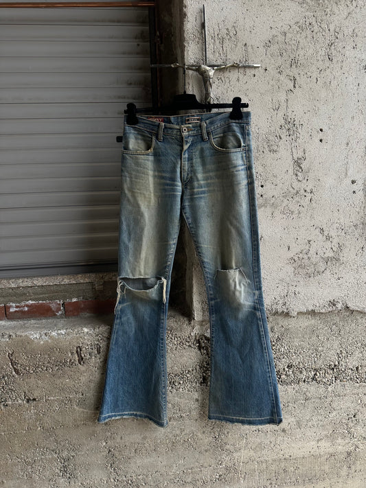SUNFADED FLARED DENIM PANTS