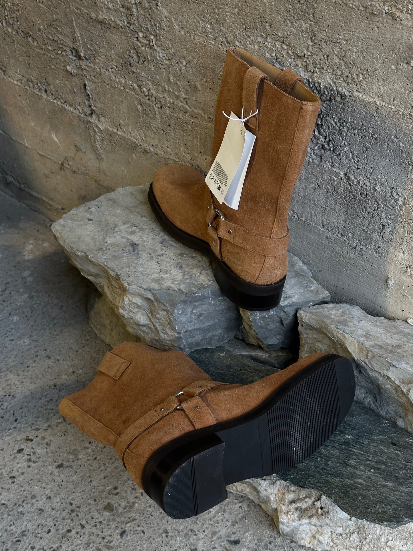 SUEDE HARNESS BOOTS