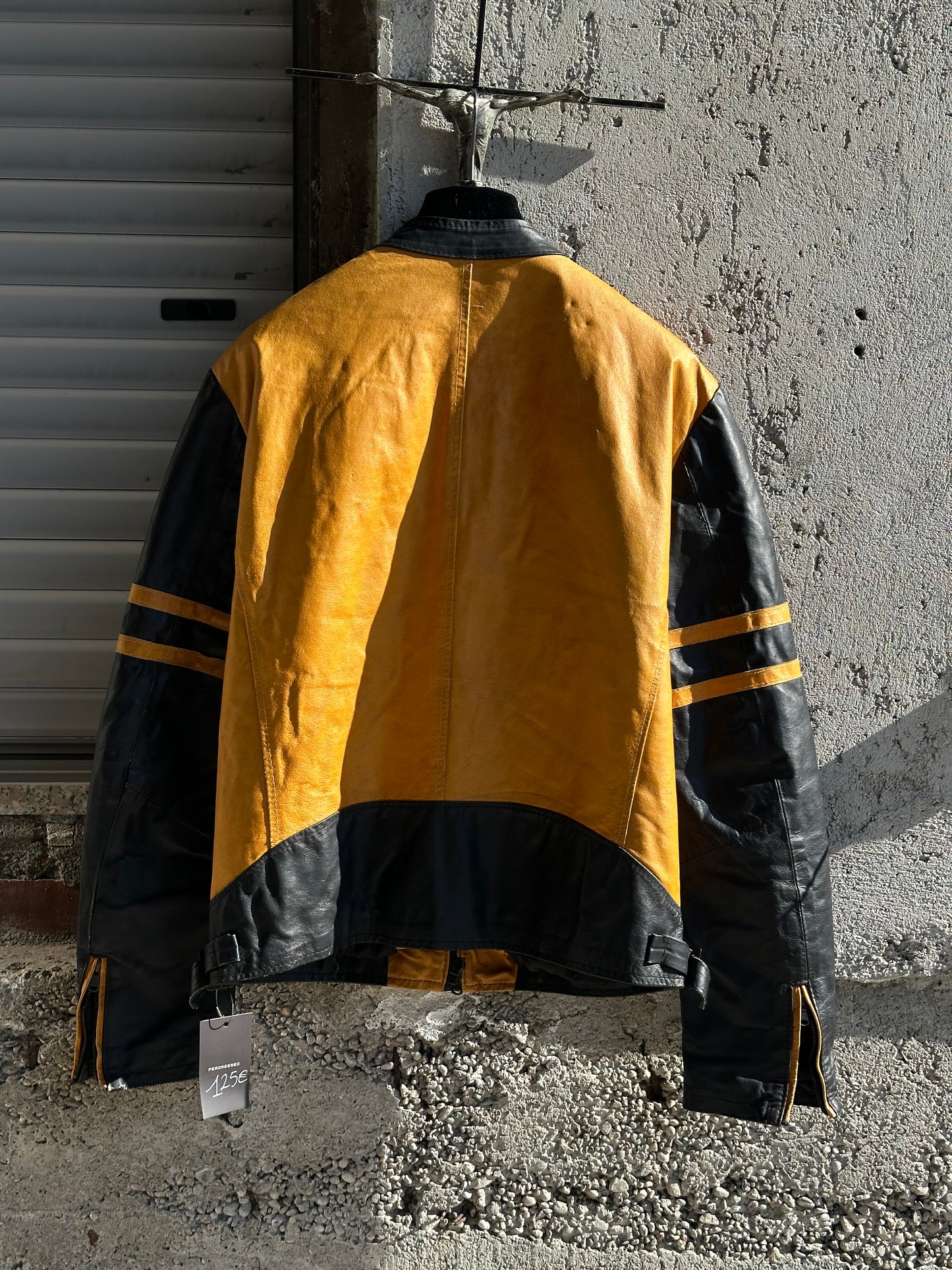 YELLOW AND BLACK LEATHER JACKET