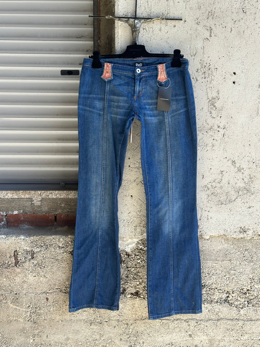 DOLCE & GABBANA FLARED PINK PYTHON JEANS