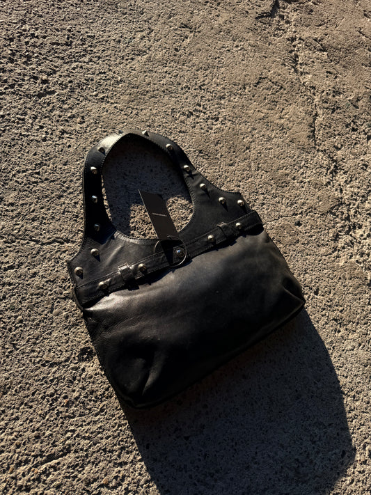 STRUCTURED STUDDED LEATHER BAG