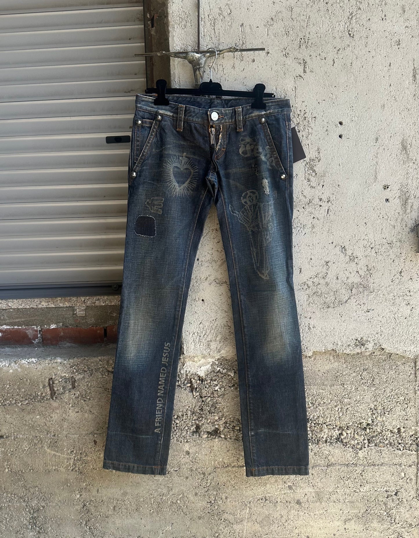 DSQUARED2 HOLY SPIRIT FLARED DENIM PANTS