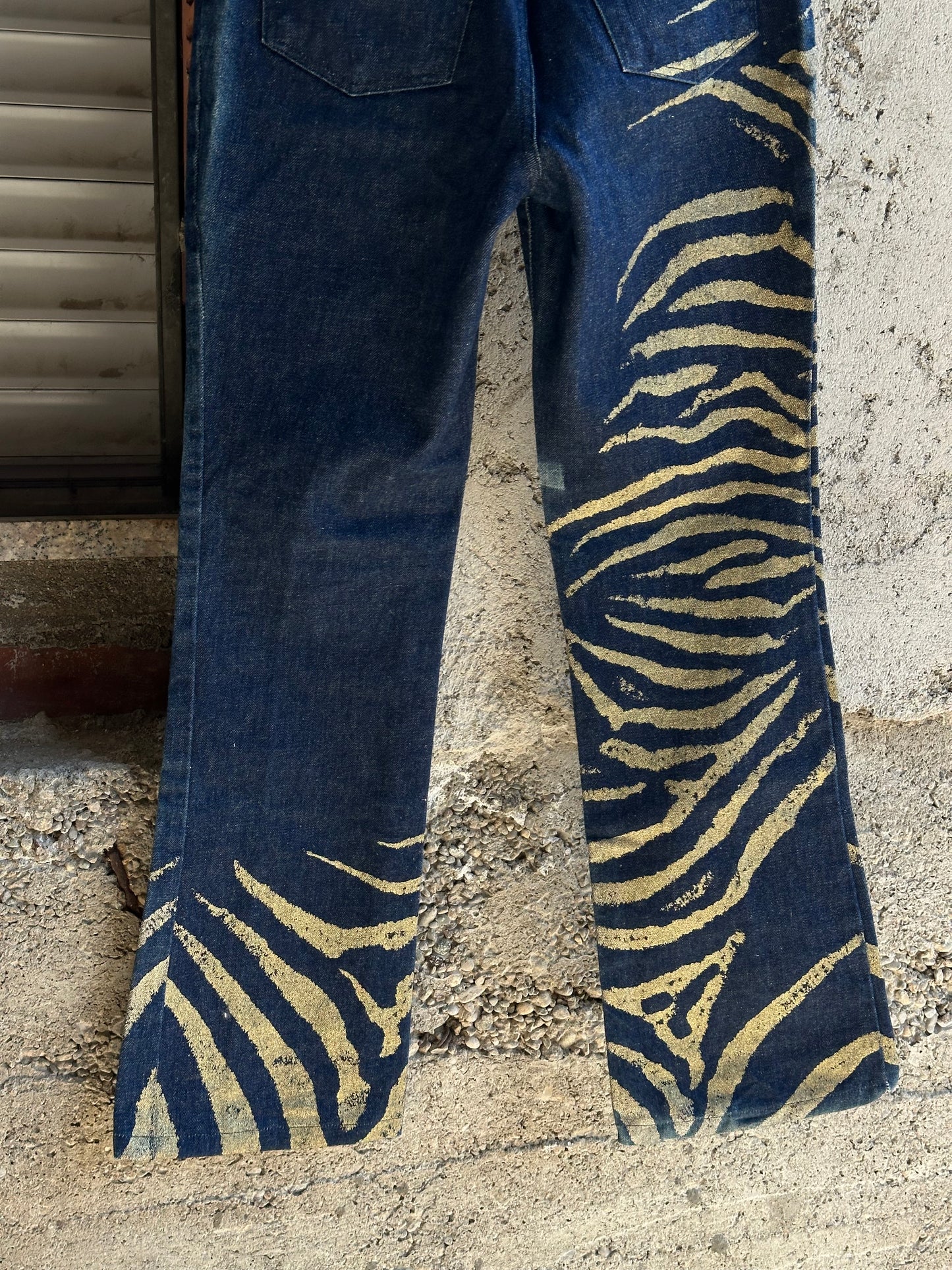 ROBERTO CAVALLI ZEBRA PRINTED DENIM PANTS