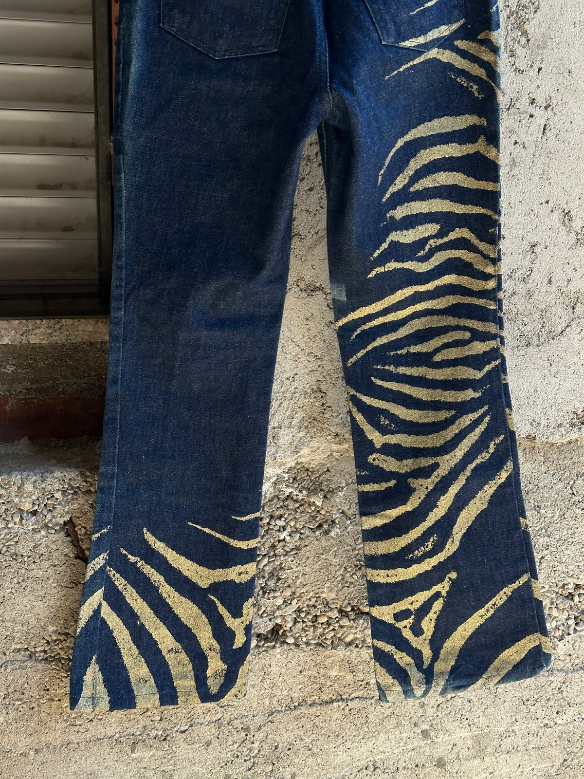 ROBERTO CAVALLI ZEBRA PRINTED DENIM PANTS