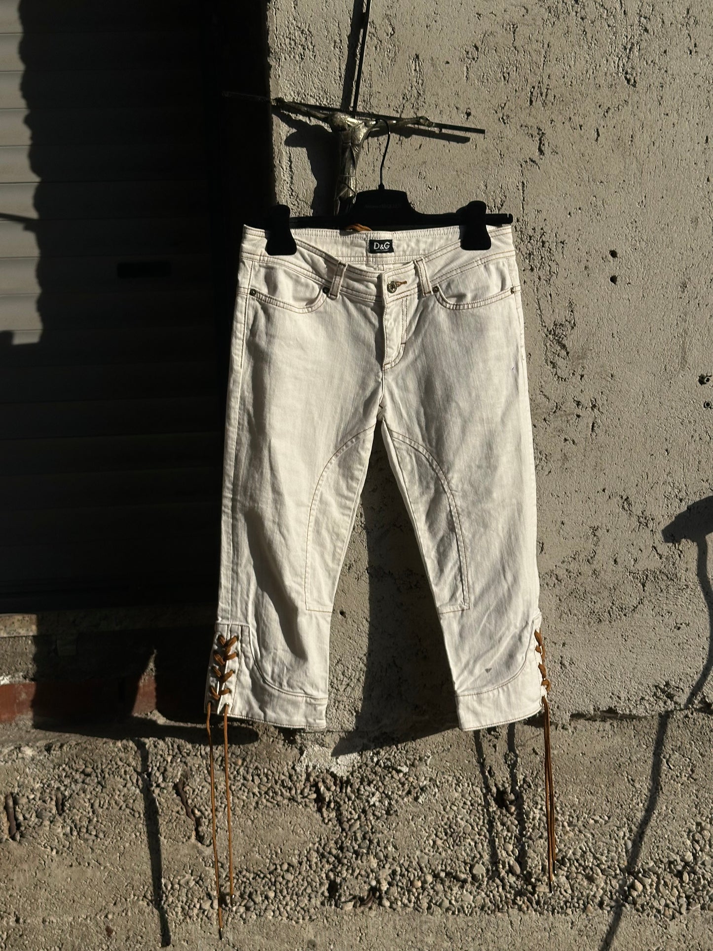DOLCE & GABBANA WHITE DENIM CAPRI