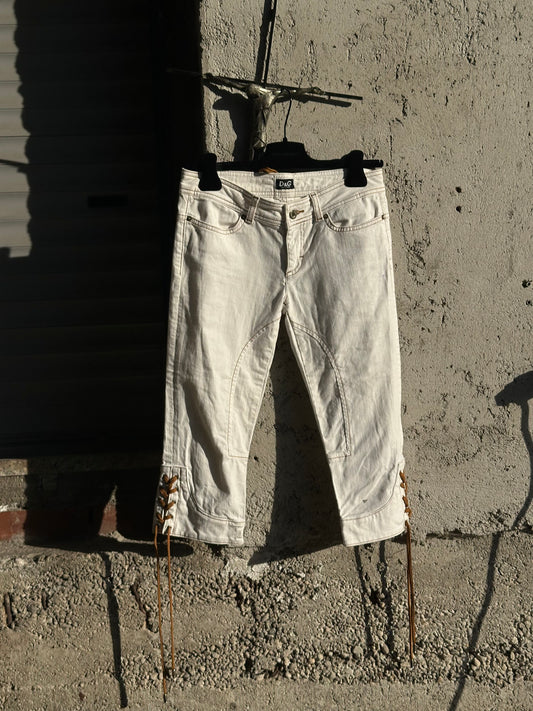 DOLCE & GABBANA WHITE DENIM CAPRI