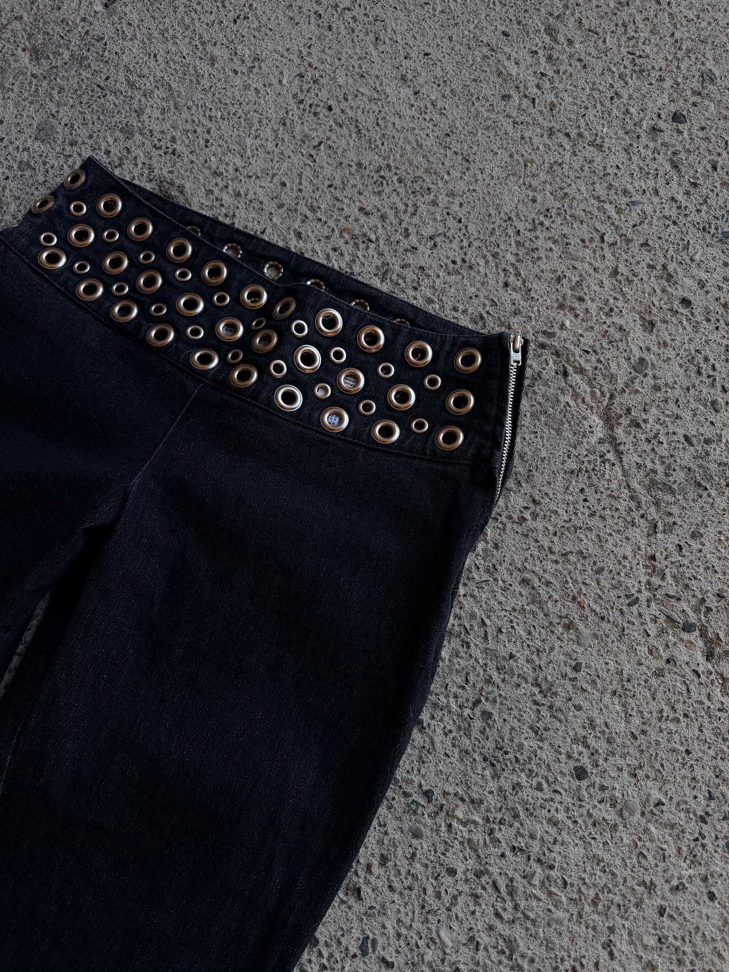 BLUMARINE EYELETS FLARED DENIM
