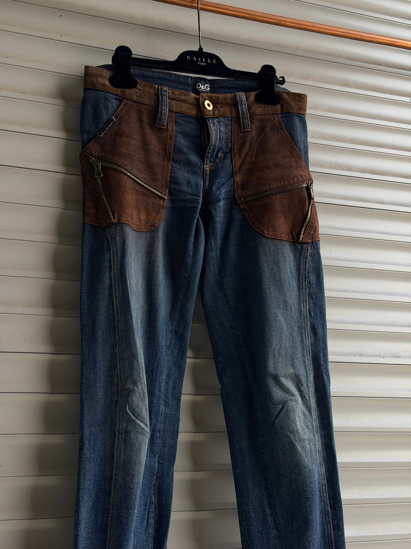 DOLCE & GABBANA BROWN SUEDE JEANS