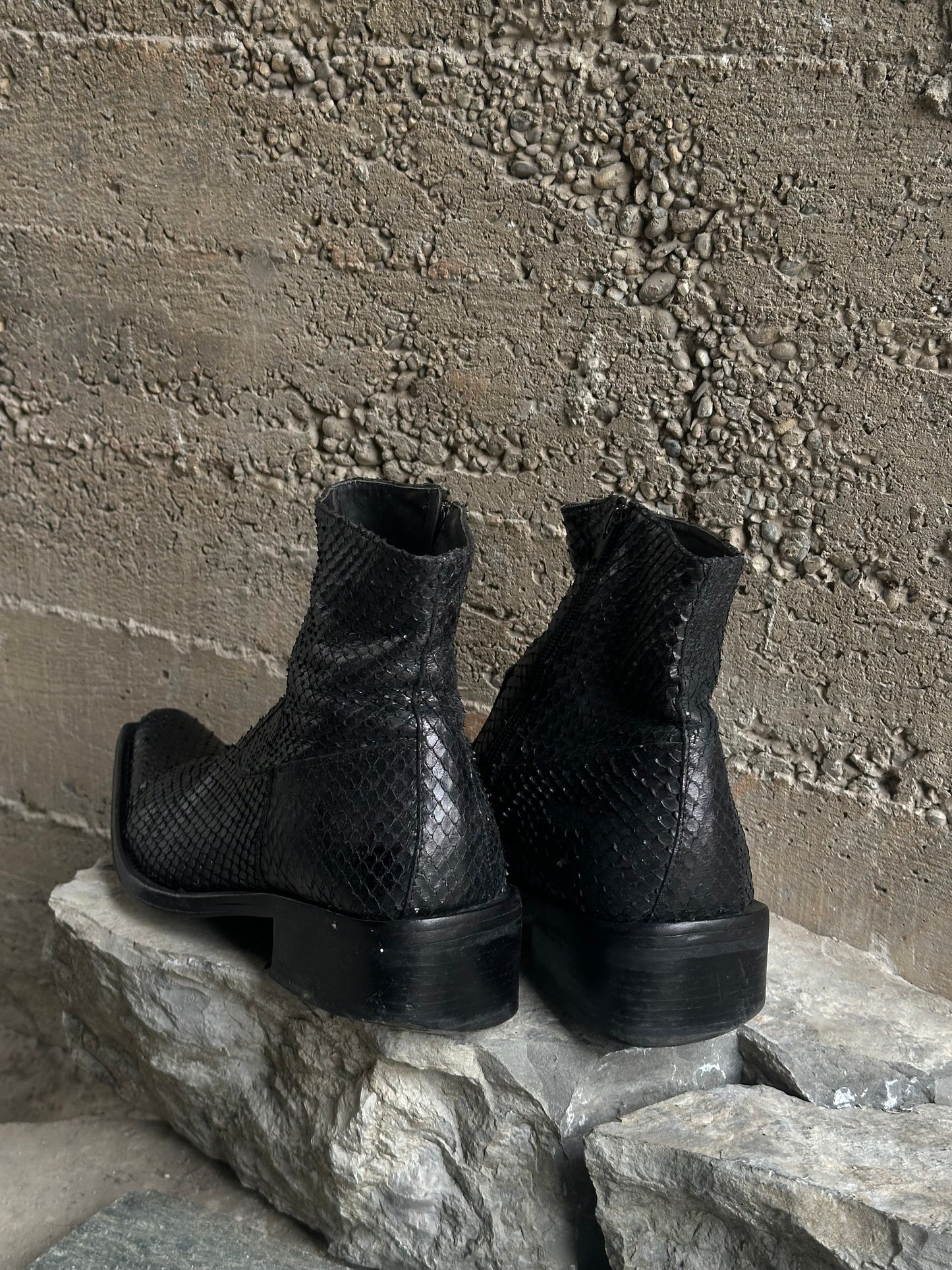 PYTHON SKIN SQUARE BOOTS