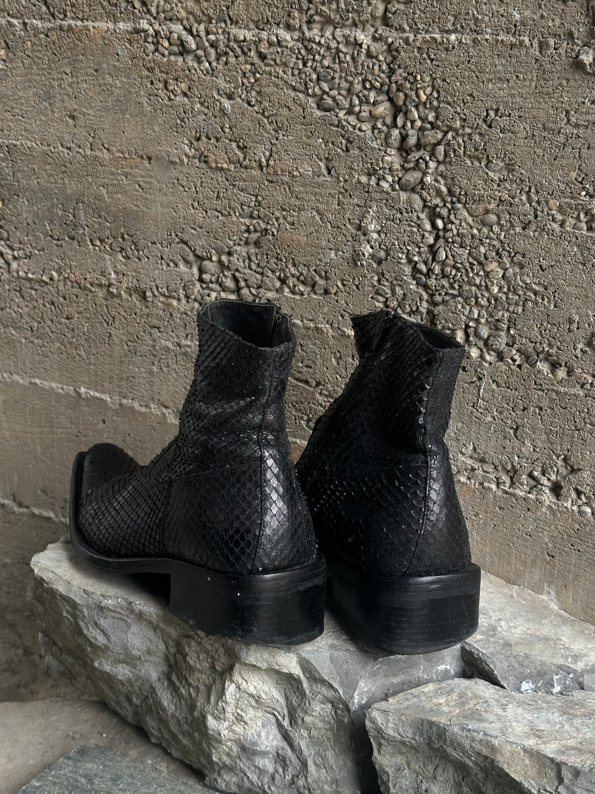 PYTHON SKIN SQUARE BOOTS