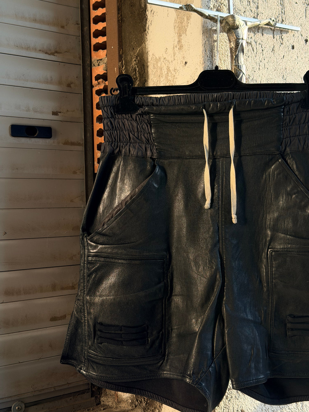 RICK OWENS BOXING LEATHER SHORTS