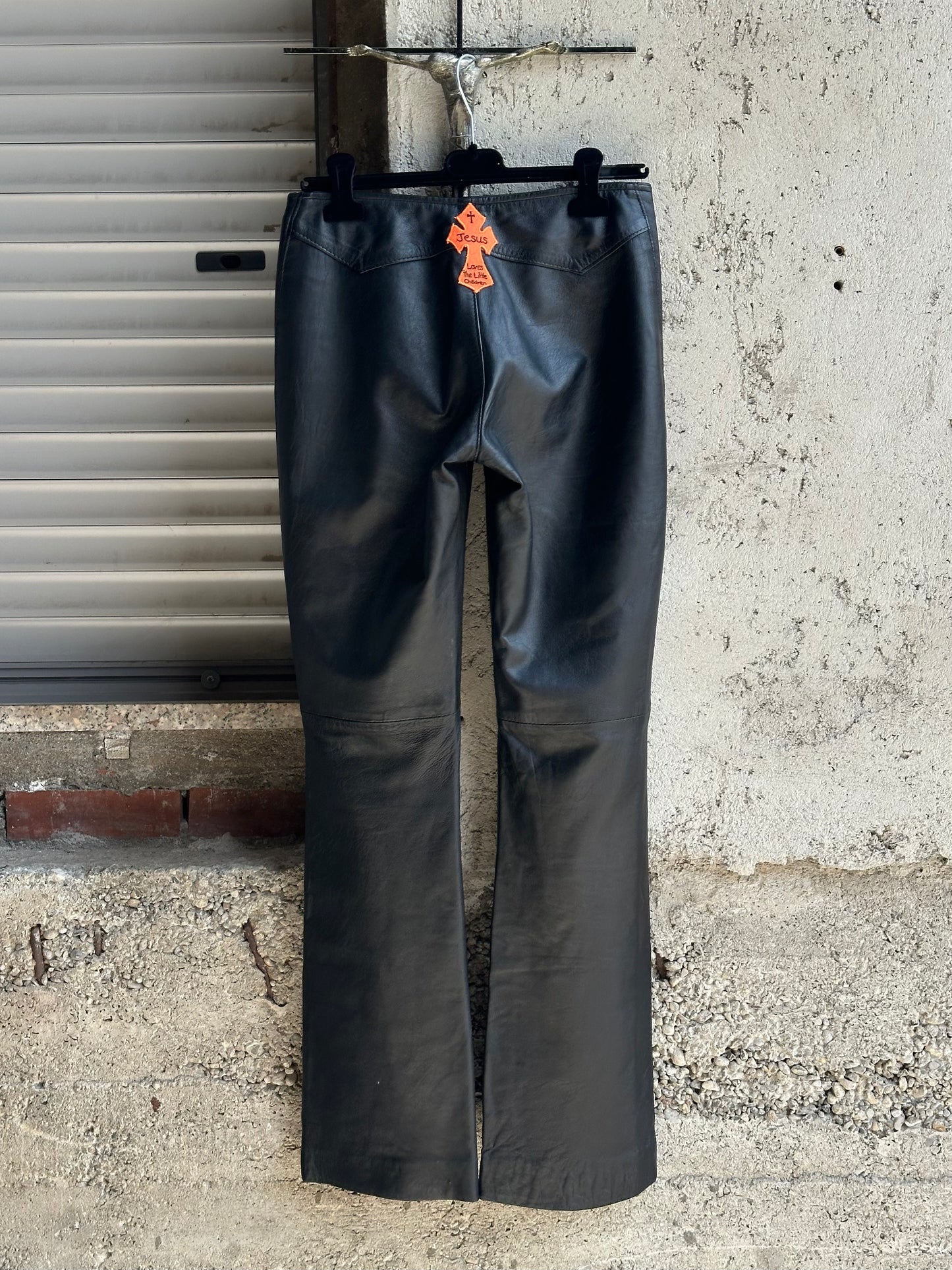 JESUS LEATHER FLARED PANTS