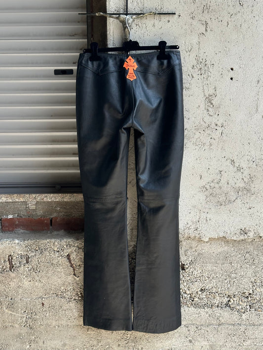 JESUS LEATHER FLARED PANTS