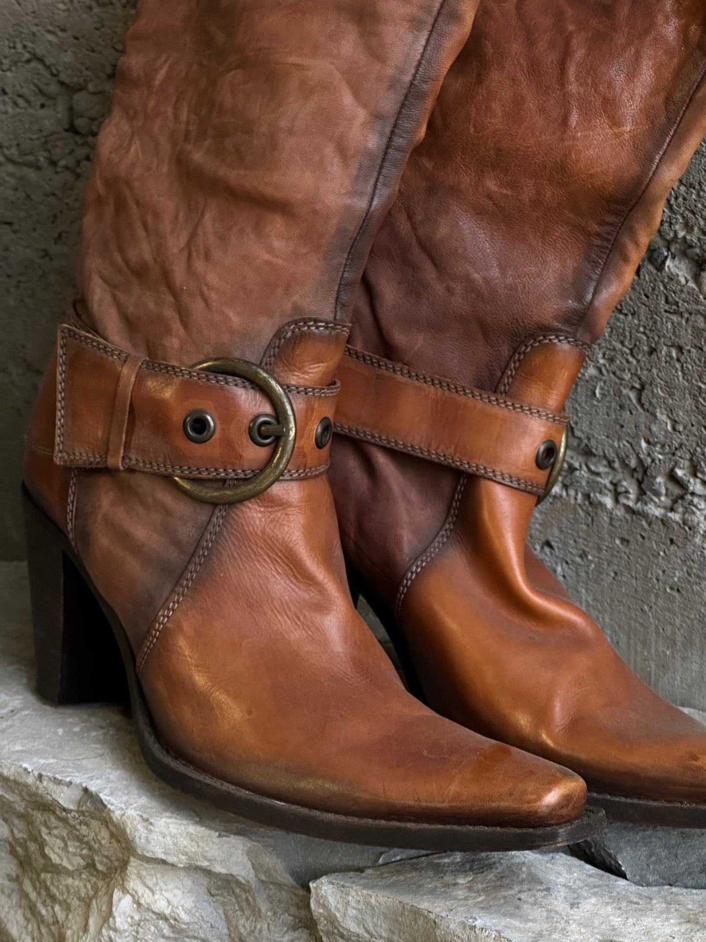 HARNESS CARAMEL LEATHER TEXAN BOOTS