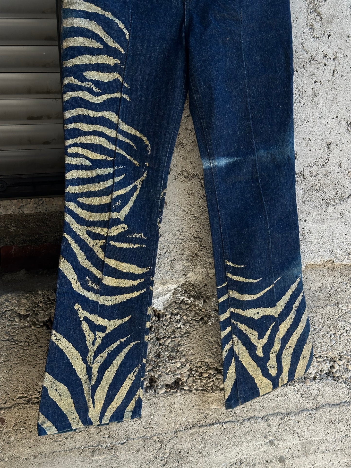 ROBERTO CAVALLI ZEBRA PRINTED DENIM PANTS