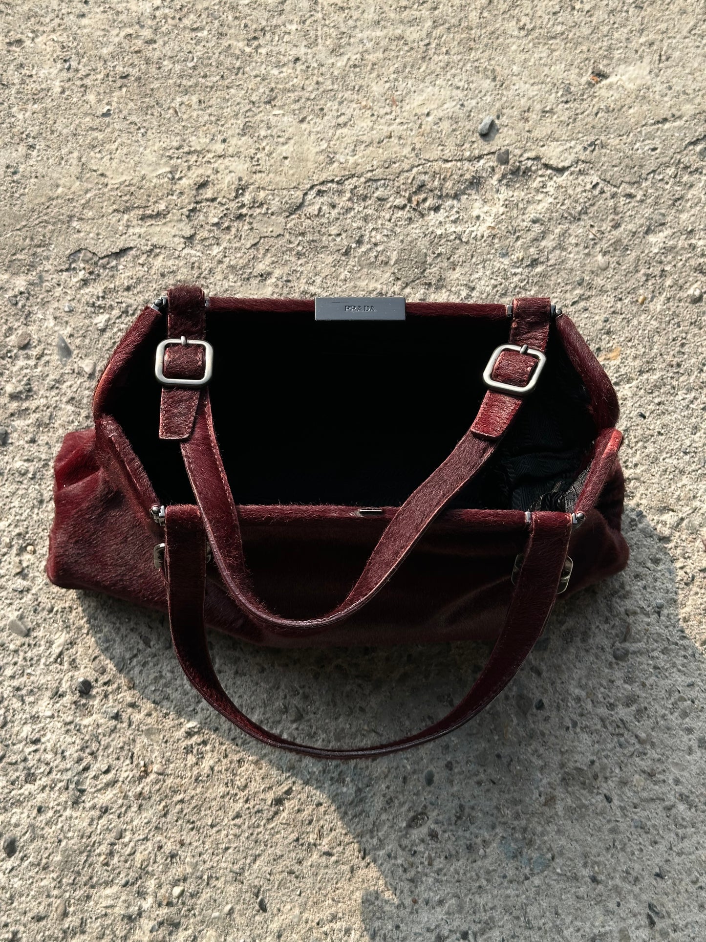 PRADA RED PONYHAIR SHOULDER BAG