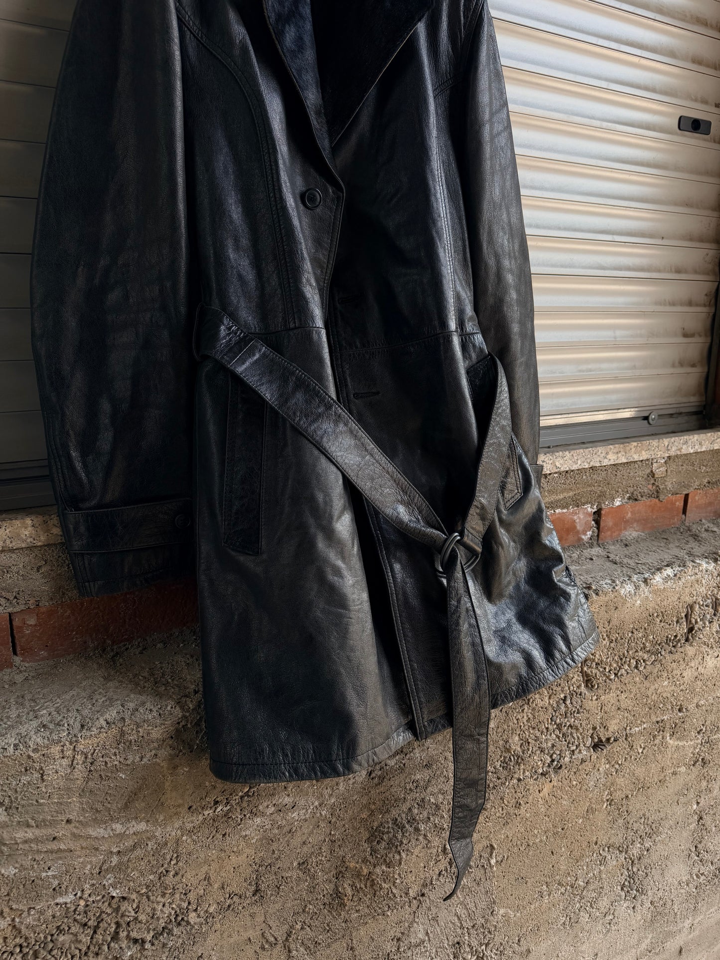 BLACK PONYHAIR LEATHER COAT