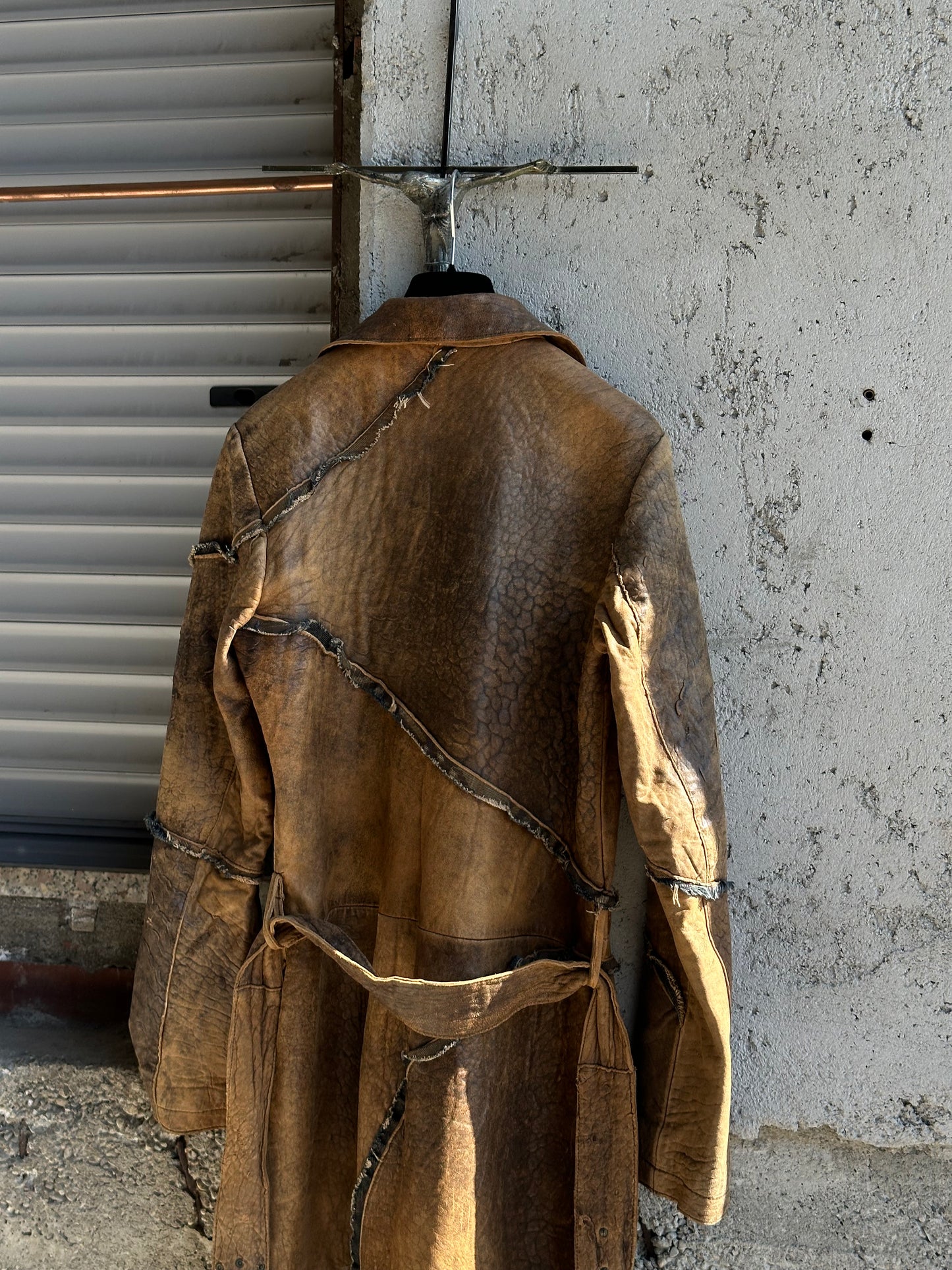 JUST CAVALLI BROWN LEATHER COAT