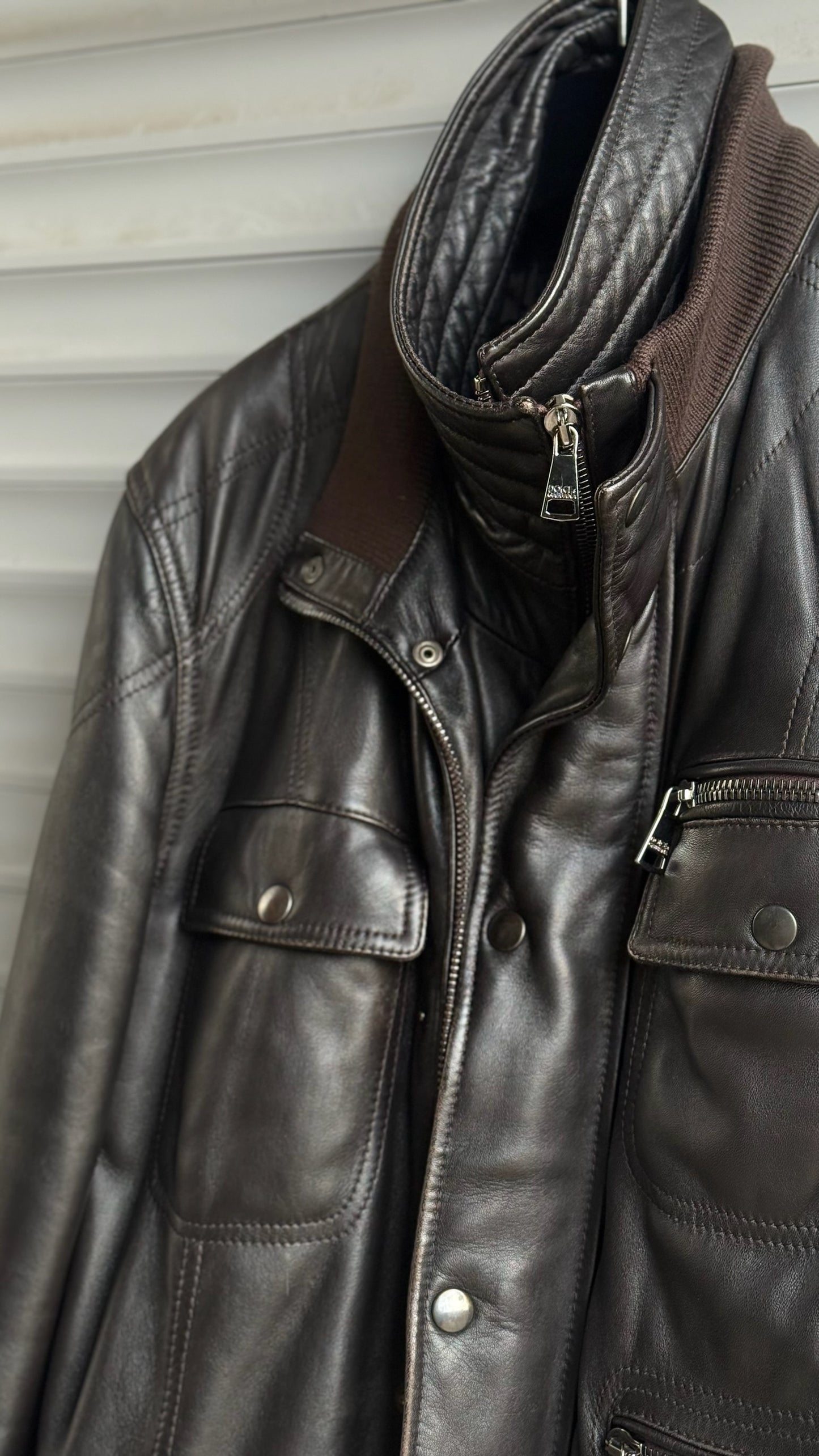 DOLCE & GABBANA ZIPPED LEATHER COAT
