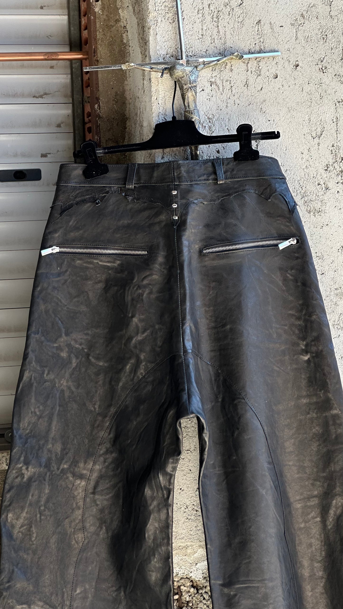 ALEKSANDER CECCO TENEBRAE MONUMENTUS LEATHER PANTS